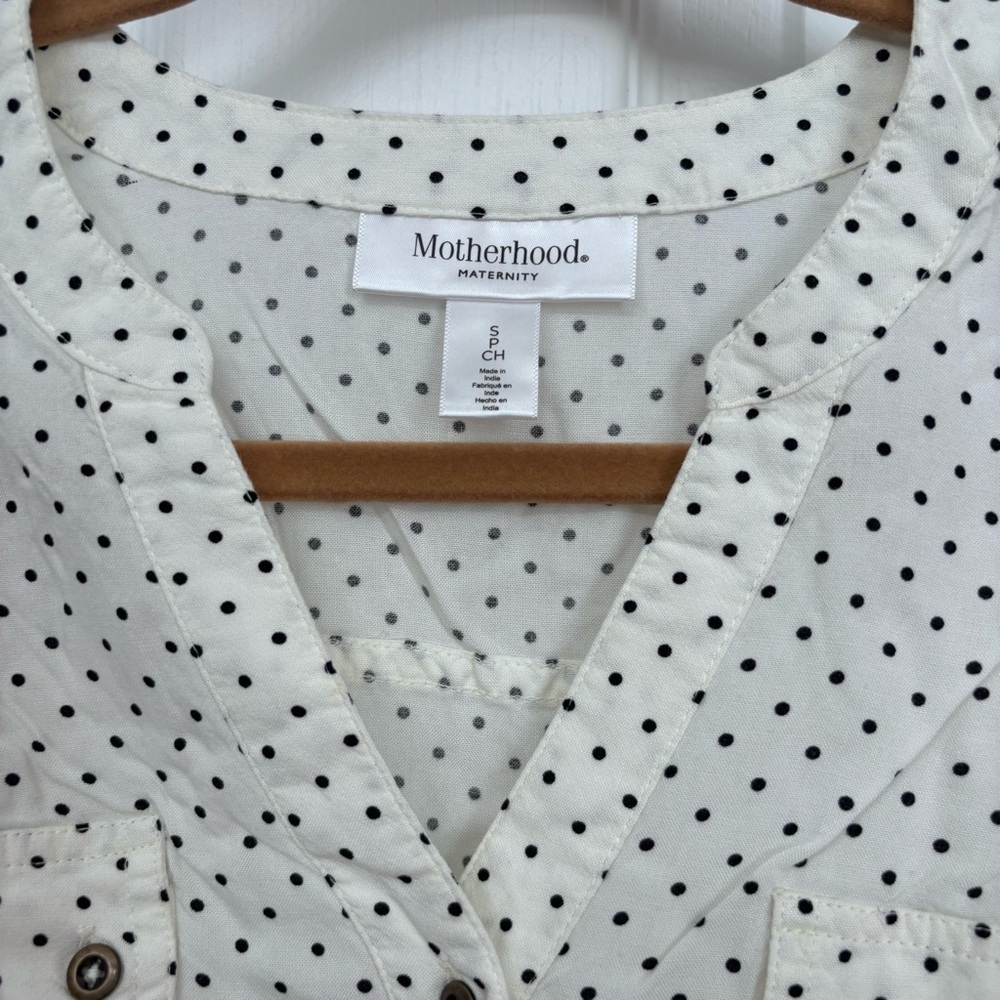 Ivory Polka Dot Maternity Blouse | Motherhood S - Picture 5 of 8